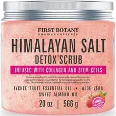 FirstBotany Esfoliante Corporal de Sal do Himalaia com Colágeno e Células-Tronco, Esfoliante Natural de Sal para Corpo e