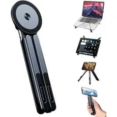 Suporte Portátil 3 em 1 para Tablet e Laptop para Mesa, Suporte Magnético para Telefone para iPhone 12-17, Suporte Ajust