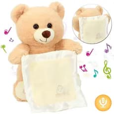 Urso de Pelúcia Interativo Hopearl Peek A Boo com Manta de Segurança, Repete o que Você Diz, Brinquedo Musical, Cantante