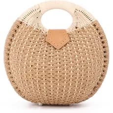 Bolsas de Palha Ynport para Mulheres, Bolsa de Praia de Verão em Rattan, Bolsa de Mão com Alça Redonda, Bolsa Retro Feit