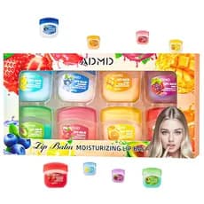 Conjunto de Bálsamo Labial Hidratante com 8 tipos de máscara labial com sabor de frutas, cuidado labial 4 em 1, adequado