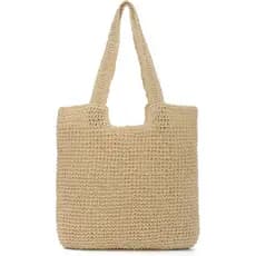 Freie Liebe Bolsa de Praia de Palha para Mulheres, Bolsa de Ombro Trançada de Verão
