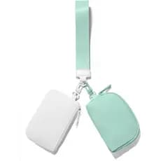 Viverte Mini Carteira de Pulso com Zíper e Chaveiro, Pequena e Portátil, com Dois Compartimentos, Bolsa de Moedas Destac