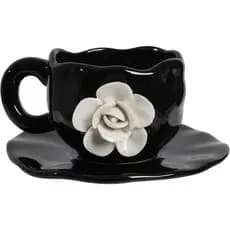 Xícaras de Café de Cerâmica Fofas, Xícaras de Chá Elegantes e Únicas com Pires, 11OZ para Cappuccino, Latte e Leite