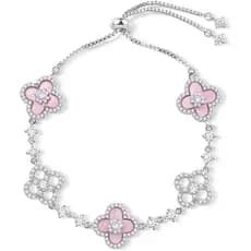Pulseira Encantadora de Trevo em Prata e Ouro com Zircônia para Mulheres