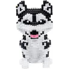 Conjunto de Construção de Husky Micro Dog, Quebra-Cabeça 3D de Animais DIY, Conjunto de Blocos de Construção Educativos,