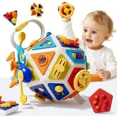 Cubo de Atividades 22 em 1 para Crianças Pequenas, Brinquedo Sensorial Montessori e de Viagem para Crianças, Brinquedo E