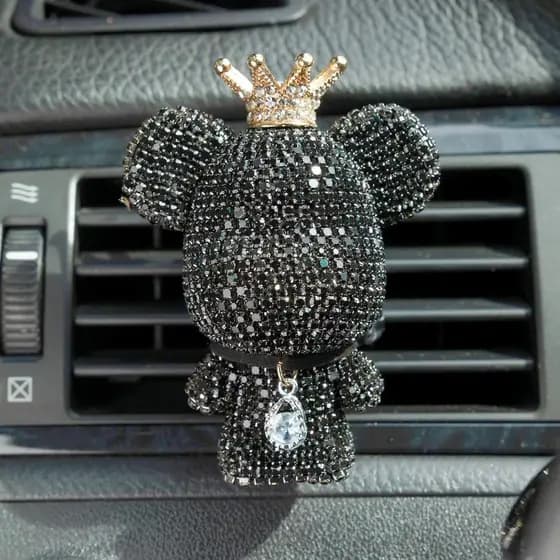 Acessórios Fofos para Carro, Aromatizador de Ar para Carro com Urso de Cristal Brilhante e Clipe de Ventilação, Decoraçã
