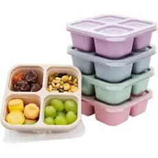 Conjunto de 5 Caixas de Almoço Bento, Recipientes para Lanches com 4 Compartimentos, Caixa Dividida para Lanches, Recipi
