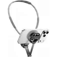 Suporte de Pescoço para Telefone, Suporte de Pescoço para Telefone 2 em 1 Magnético e com Clipe, Estabilização de Gravaç