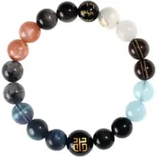 DorkTees (Pulseira Hidratante de Cinco Elementos de 10mm) Pulseira de Jade Fengshui dos Cinco Elementos, Pulseira Amulet