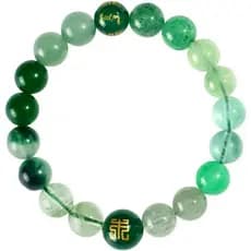 DorkTees (Pulseira de Jade dos Cinco Elementos de 10mm) Pulseira de Jade Fengshui dos Cinco Elementos, Amuleto da Sorte