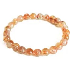 Pulseira de Quartzo Fantasma Amarelo Natural da Silan com Cartão da Sorte, Presente de Cristal Dourado Elástico para Mul