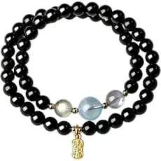 Pulseira de Cristal de Cura Feng Shui dos Cinco Elementos com Amuleto de Riqueza, Pulseira de Contas de Olho de Tigre Na