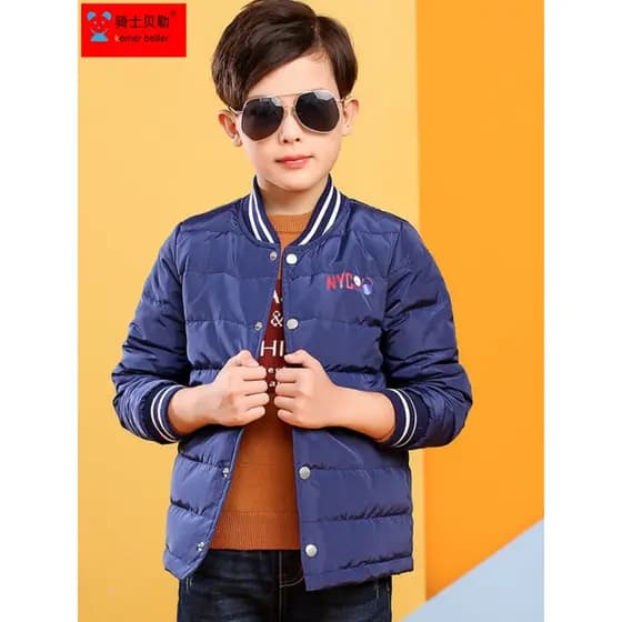 Roupas infantis novo estilo meninos leve para baixo jaqueta forro crianças pato branco para baixo inverno jaqueta quente