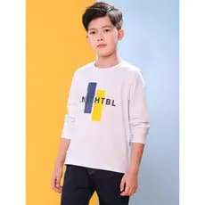 Crianças roupas infantis meninos camiseta de manga comprida novo estilo infantil em torno do pescoço Casual impresso pul