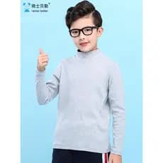 Meninos meia gola alta camisa de fundo crianças manga comprida camiseta cor sólida menino topo primavera outono novo est