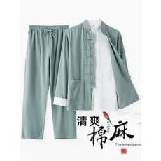 Primavera verão Tang terno masculino estilo chinês algodão linho terno estilo chinês roupas de manga comprida roupas de
