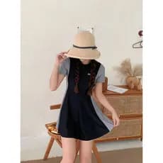 Maiô feminino terno de duas peças ligeiramente gordo mm vestido de uma peça esportes estudante natação lição de manga cu