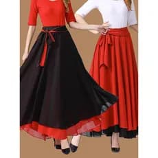 Saia de dança quadrada novo estilo amizade dança traje saia longa cintura elástica saia de dança moderna dança latina de