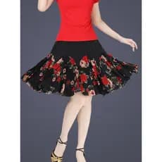 Traje de dança quadrada novo estilo saia curta saia de dança traje de dança grande balanço saia amizade dança saia femin