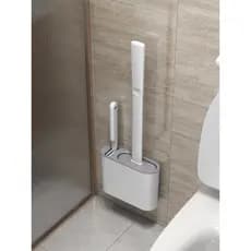 Escova de vaso sanitário sem ângulo morto, Silicone doméstico, sem perfuração, ferramenta útil de limpeza, montagem na p