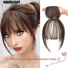 NANZHIJIANT 3D Air Bangs Mulheres Cobertura Completa Fibra De Alta Temperatura Natural Sintética Sem Costura Franja Fals