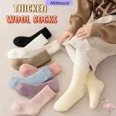 MEBEAUTYBR 3 Pares De Meias De Lã , Super Grossas Contra Inverno Frio , Térmicas Felpudas De Cor Sólida
