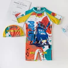 Novo estilo de verão maiô infantil de uma peça bonito maiô do bebê pequeno médio grande meninos protetor solar roupas me