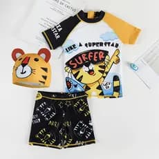 Novo estilo de maiô infantil dividido, secagem rápida, protetor solar, desenho animado, praia, calção de banho, meninos,