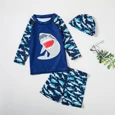 Maiô infantil de manga comprida, protetor solar, roupas coreanas, calções de banho de secagem rápida, meninos, Bab