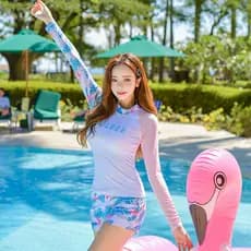 Coreano coreano terno de mergulho feminino Split protetor solar de manga comprida maiô medusa terno de surf de secagem r