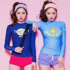 Coreano coreano terno de mergulho feminino dividir manga comprida protetor solar de secagem rápida maiô surf mergulho te