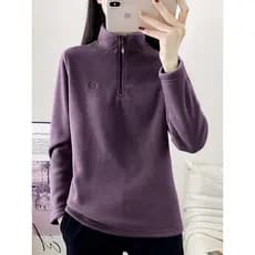 Tuo tuo Slim-fit gola alta jaqueta de lã feminina 2025 outono inverno jaqueta quente forro Fitness esportes jaqueta de l