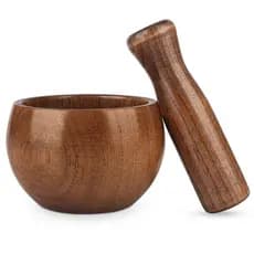 Conjunto de Pilão e Socador de Madeira, Tigela de Madeira para Moer Guacamole, Salsa, Ervas e Pílulas 5MJB