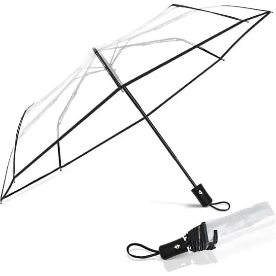 Guarda-chuva Transparente Portátil com Abertura e Fechamento Automático, Compacto e Dobrável, Grande, para Casamentos, p