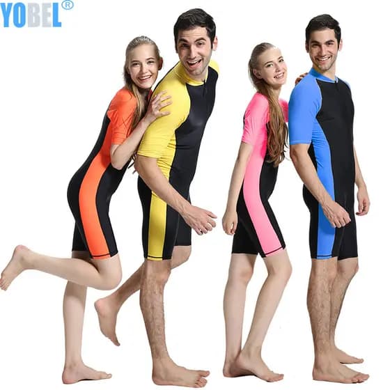 Snorkeling masculino feminino protetor solar maiô de uma peça de manga curta adulto beira-mar maiô surf terno de mergulh