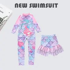 Crianças maiô de uma peça meninas estilo ocidental vestido de princesa maiô meninas bebê calças de manga comprida protet
