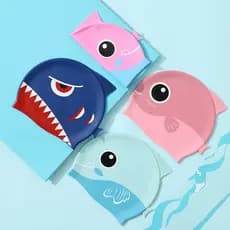 Crianças Silicone à prova dwaterproof água touca de natação dos desenhos animados baleia tubarão Extra grande touca de n