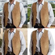 zebeidd Colete Masculino Cowboy Ocidental Decote V Mangas