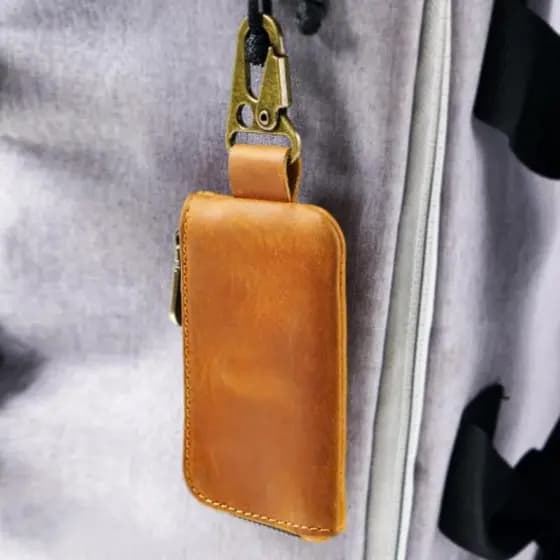 [largeloohg] Bolsa De Moedas Com Zíper De Couro Genuíno Para Fone De Ouvido Organizador De Chaves Carteira Mulheres E Ho