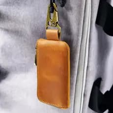[largeloohg] Bolsa De Moedas Com Zíper De Couro Genuíno Para Fone De Ouvido Organizador De Chaves Carteira Mulheres E Ho