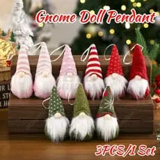 3 Peças de Boneco Gnomo de Natal Pingente Mini Sem Rosto Enchido Enfeites Pendurados Decoração de Festa Árvore