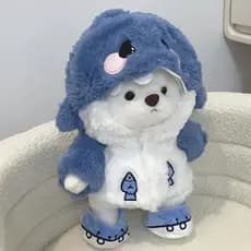 WEZFY  Cute Shark Transforms into Little Bear Plush Toy Doll, Cloth Doll, Girl's Heart Doll, Giving Girl's Birthday Gift