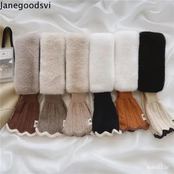 JANEGOODSVI Lenço De Malha , Lenços De Xale Com Gola Cruzada Pelúcia Rabo De Peixe Grossos À Prova De Vento