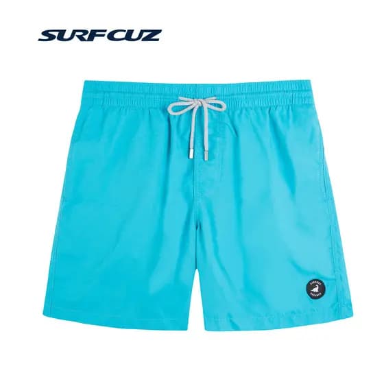 Surfcuz Shorts de praia masculinos de secagem rápida, férias à beira-mar, primavera quente, forrado, cor lisa, calção de