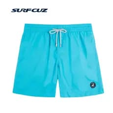 Surfcuz Shorts de praia masculinos de secagem rápida, férias à beira-mar, primavera quente, forrado, cor lisa, calção de
