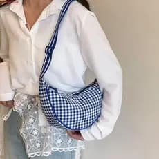 Bolsa De Ombro Xadrez JUNYUE , Crossbody De Nylon Com Alça Ajustável De Lona Leve E Versátil Para Bolinhos