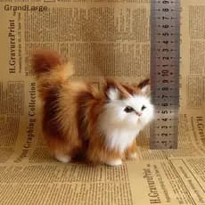 [GrandLarge] Brinquedo de Pelúcia de Gato Simulado Macio e Fofo Modelo Animal Realista Adequado para Presente de Anive