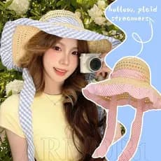 Bonés De Viseiras De Verão Coreano Com Fita-Acessórios Para Vestir Ao Ar Livre-Respirável , Sombra-Moda , Doce-Chapéus D